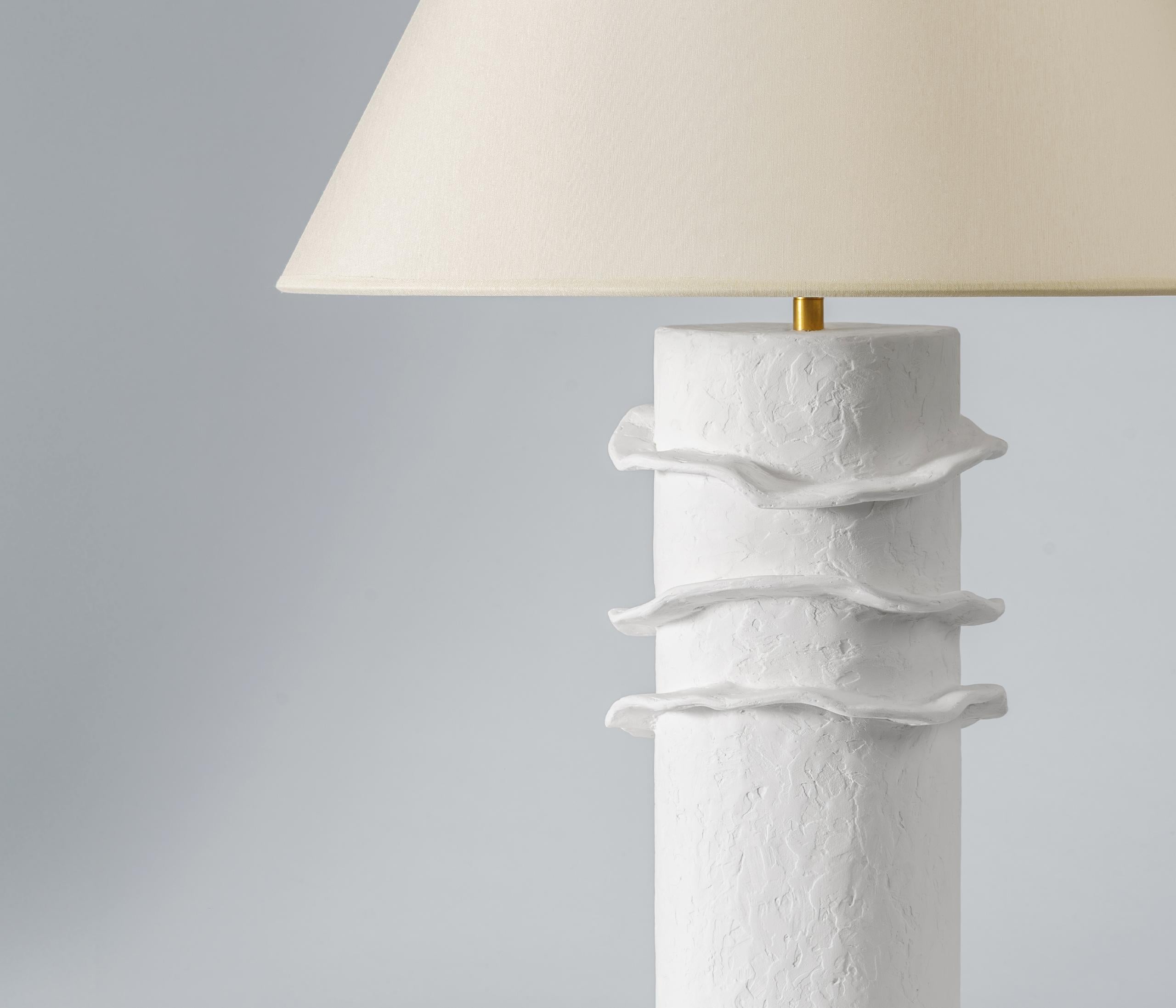 Organic Modern Pair of 'Chanterelle' Sculptural Table Lamps in White Plaster – Customisable For Sale