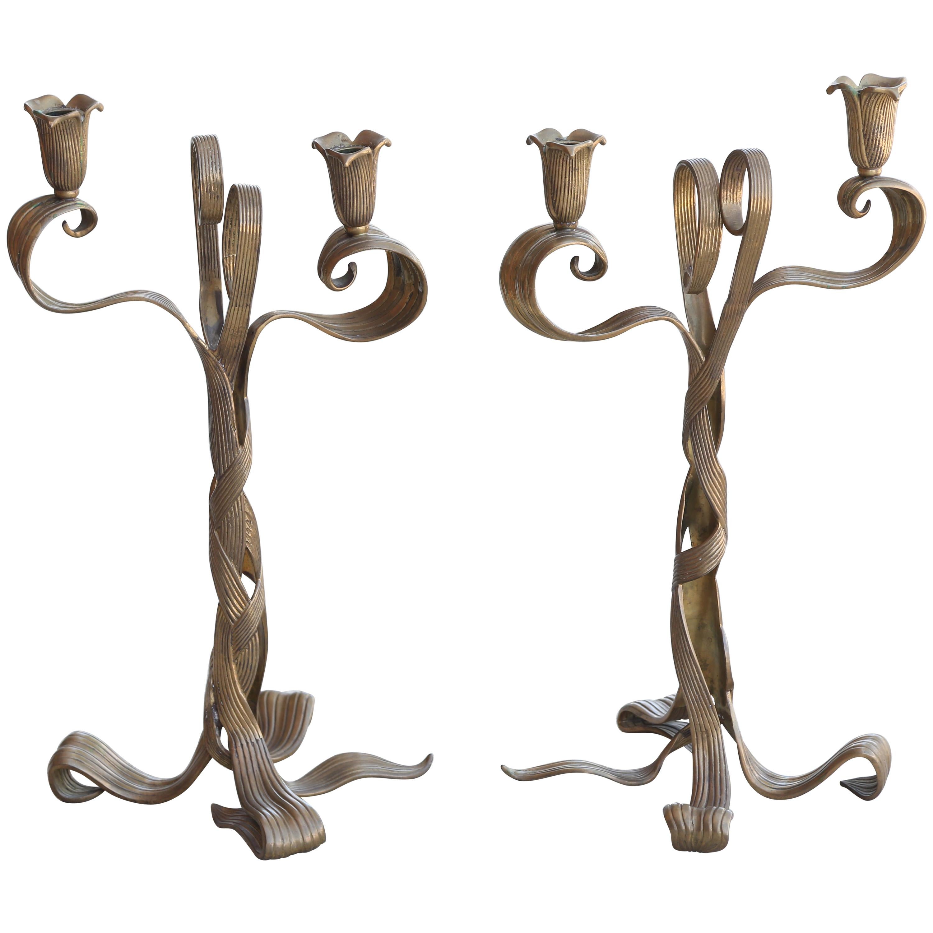 Pair of Chapman Art Nouveau Candlesticks