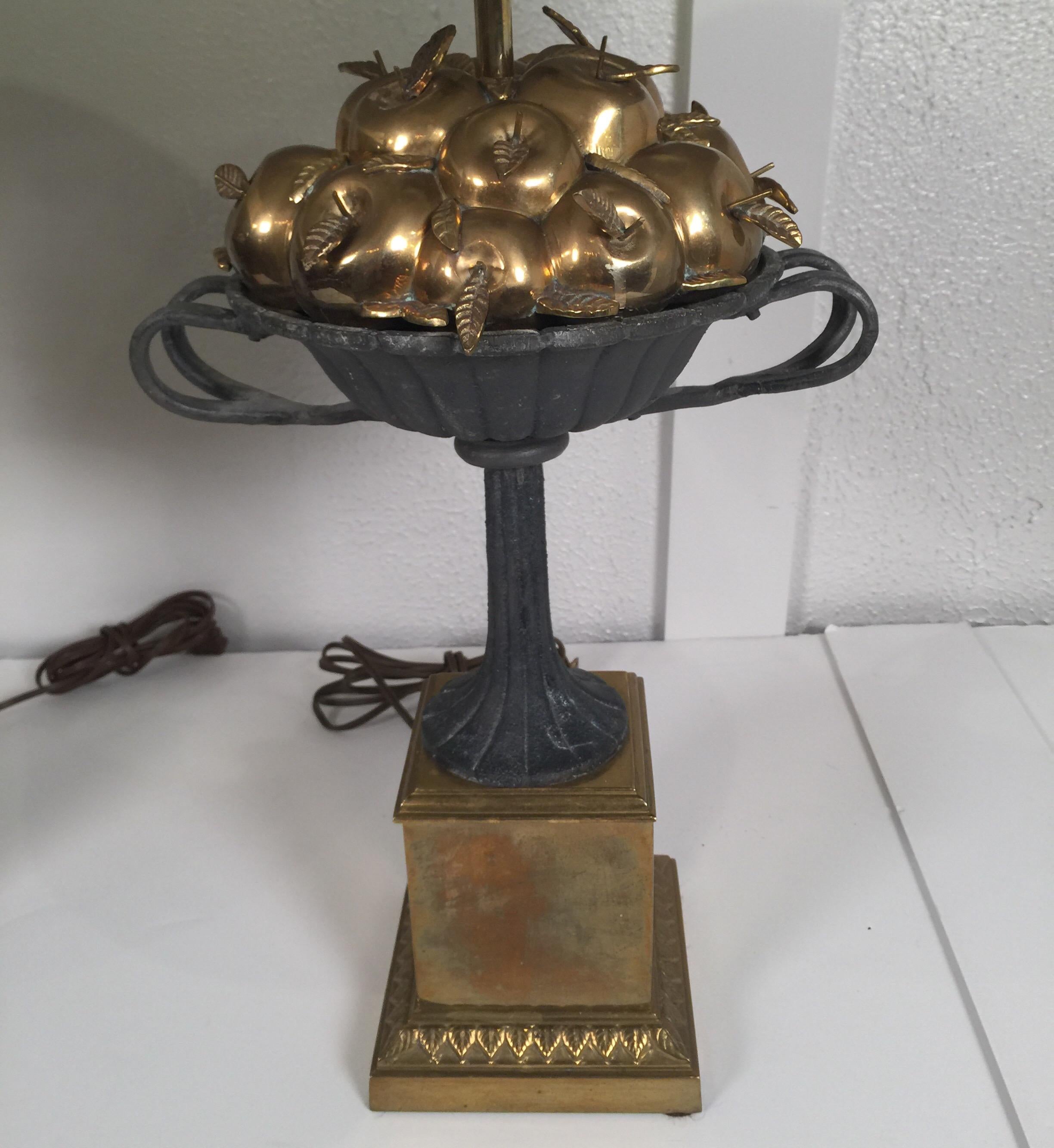 American Pair of Chapman Brass and Iron Lamps