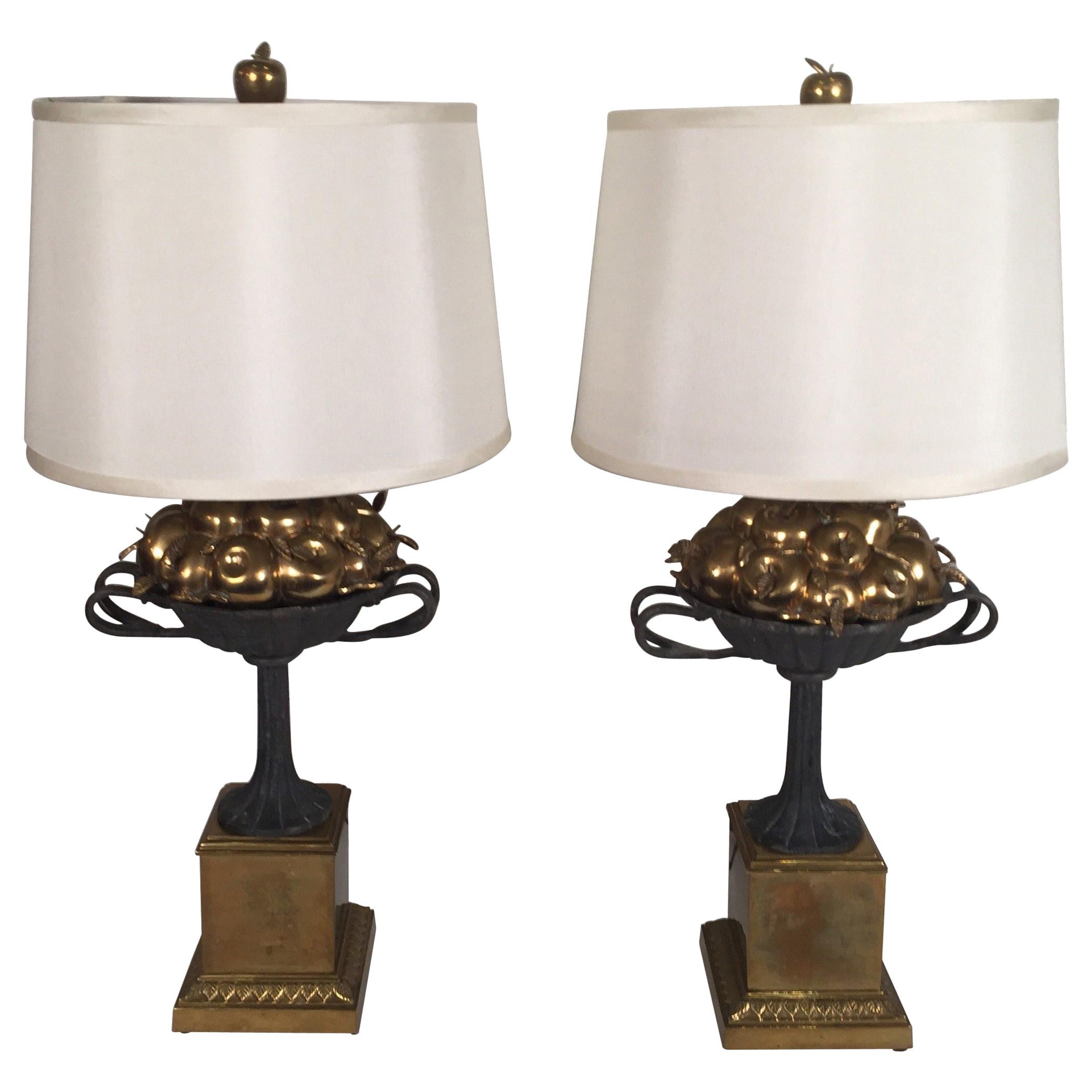 Pair of Chapman Brass and Iron Lamps