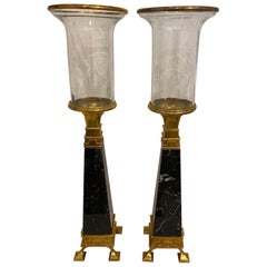 Coppia di Obelischi Chapman in ottone e marmo