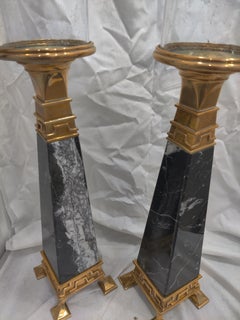 Pair of Chapman Brass and Marble Obelisks