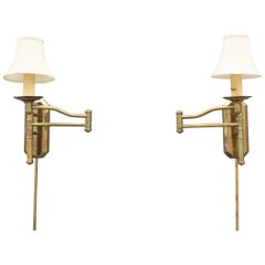 Pair of Chapman Brass Swing Arm Wall Lights / Sconces