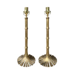 Pair of Chapman Bronze Lamps with Bamboo Motif & Bronze Finials, Circa 1970s