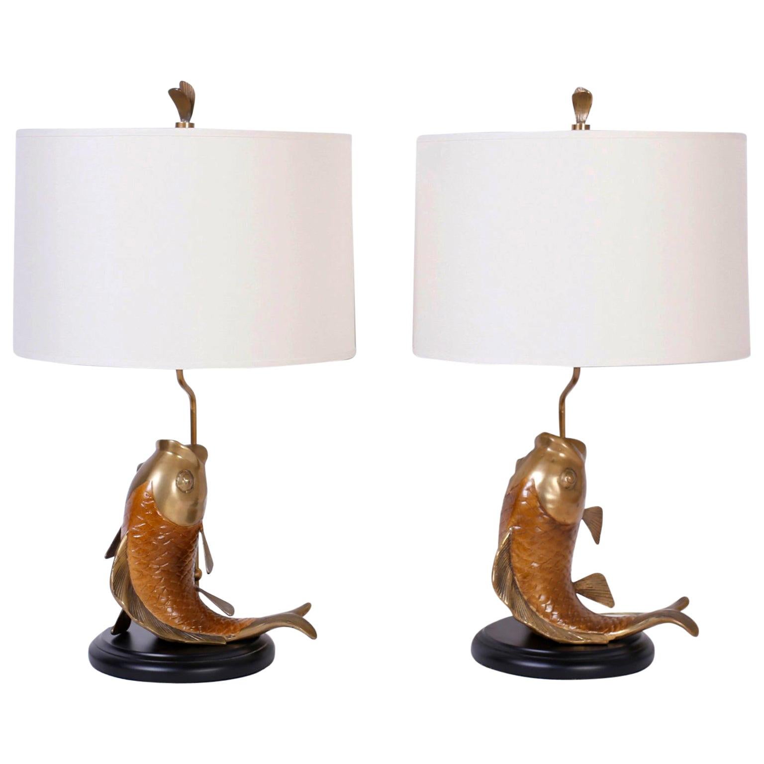 Pair of Chapman Carp or Fish Table Lamps