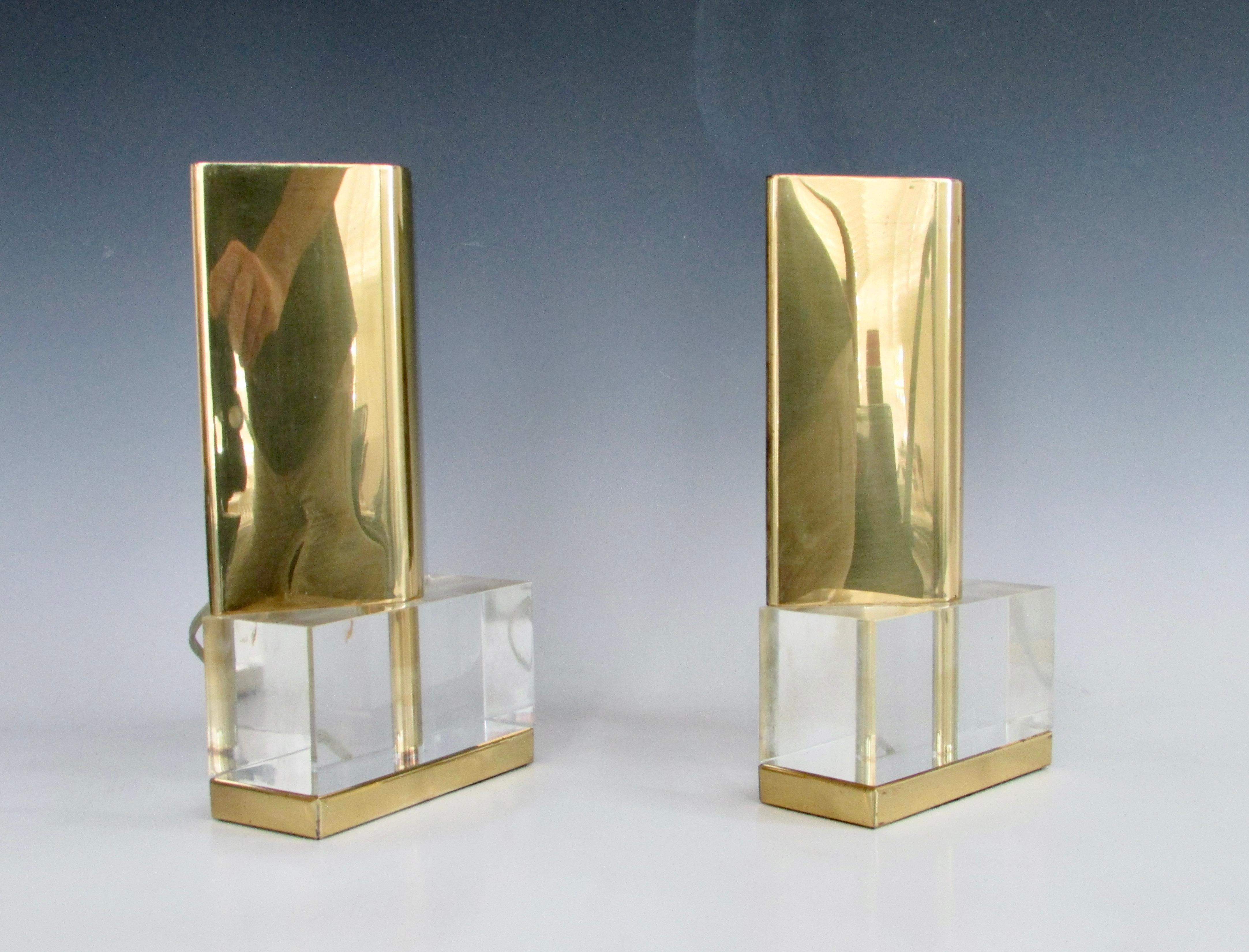 Pair of Chapman Cedric Hartman Style Table or Shelf Top Sconces on Lucite Base For Sale 13