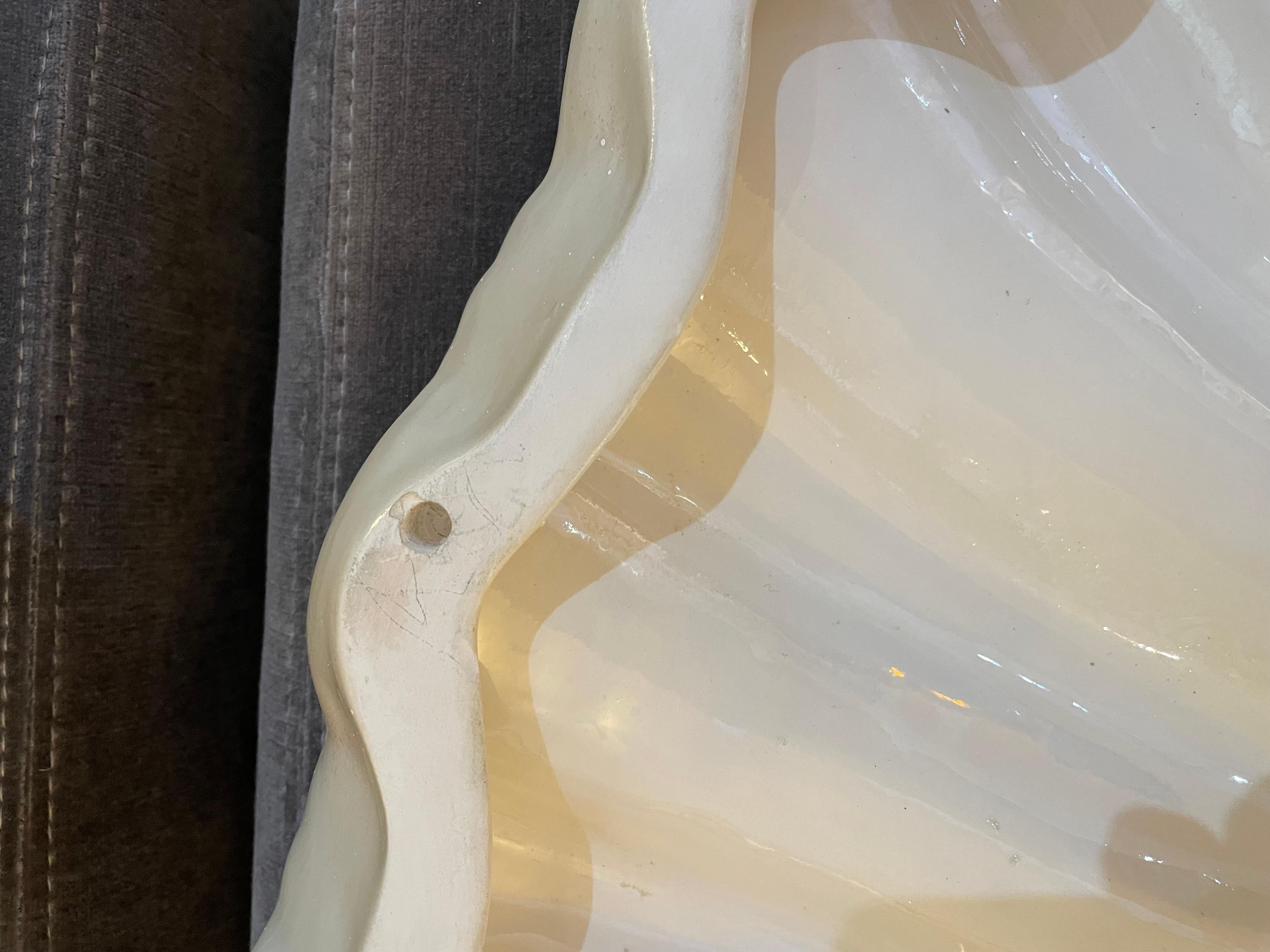 Glazed Pair of Chapman Clamshell Sconces For Sale