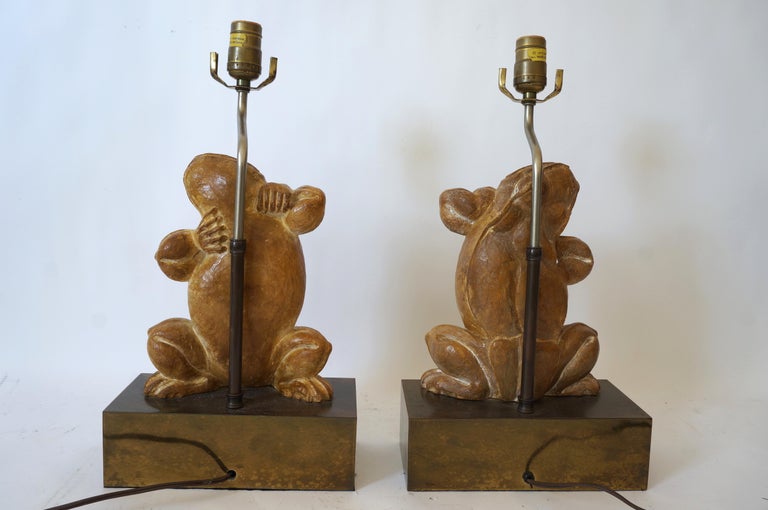American Pair of Chapman Frog Lamps For Sale