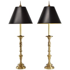 Pair of Chapman Rope Twist Stem Brass Buffet Lamps