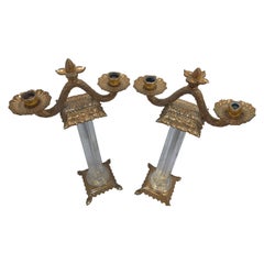 Coppia di candelabri Chapman in ottone massiccio e vetro