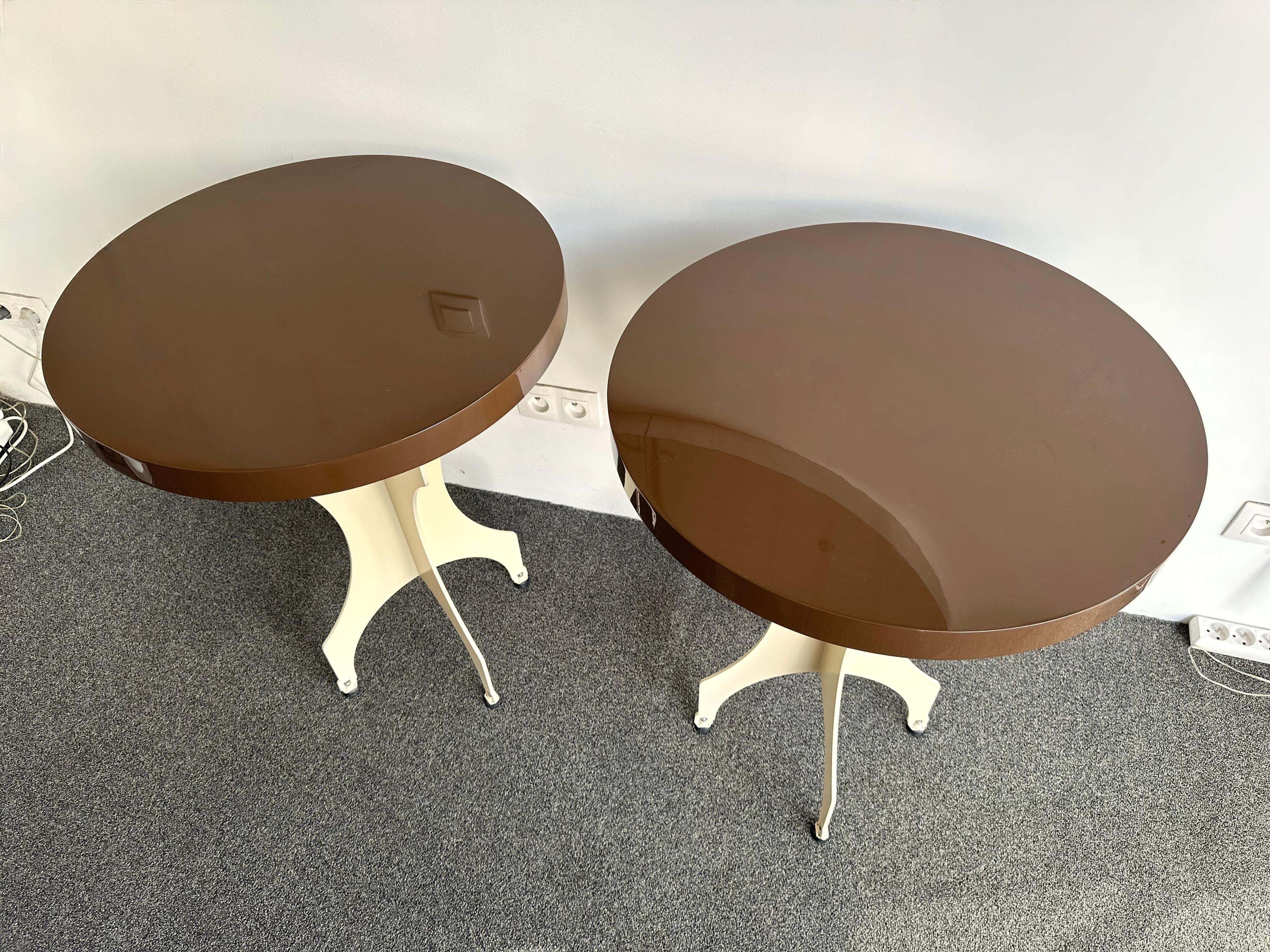Pair of Character Side Tables Lacquered Wood and Metal. Italy, 2000s For Sale 1