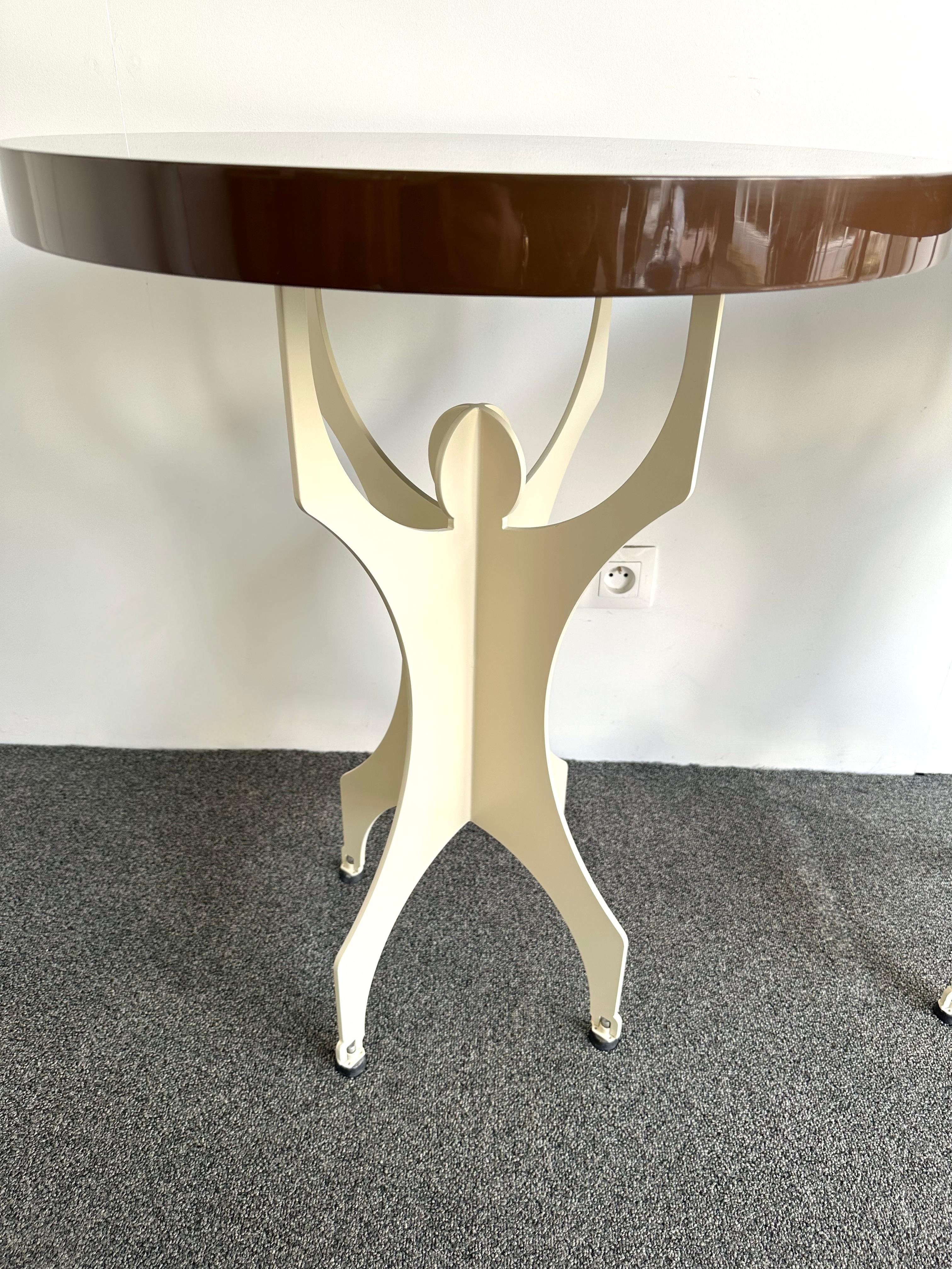 Pair of Character Side Tables Lacquered Wood and Metal. Italy, 2000s For Sale 2