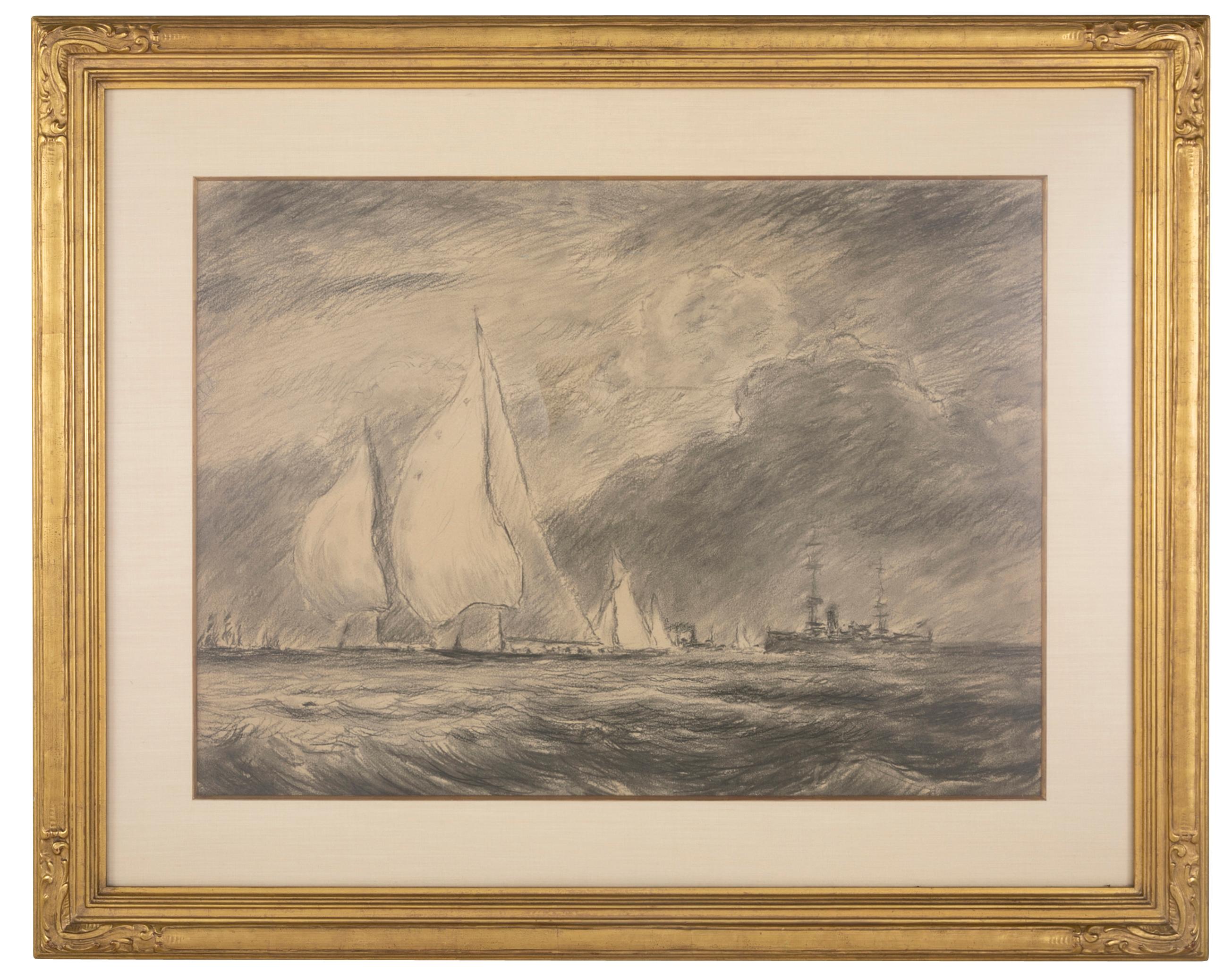 20th Century Pair of Charcoal and Crayon Sketches by Reynolds Beal