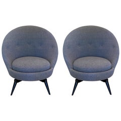 Pair of Charcoal Gray Swivel Chairs by AdM Bespoke