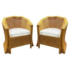 Pair of Chareau Wicker Chairs, 1980's