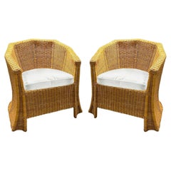 Pair of Chareau Wicker Chairs, 1980's