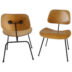 Paire de chaises de salle à manger Charles et Ray Eames à pieds en métal DCM pour Herman Miller