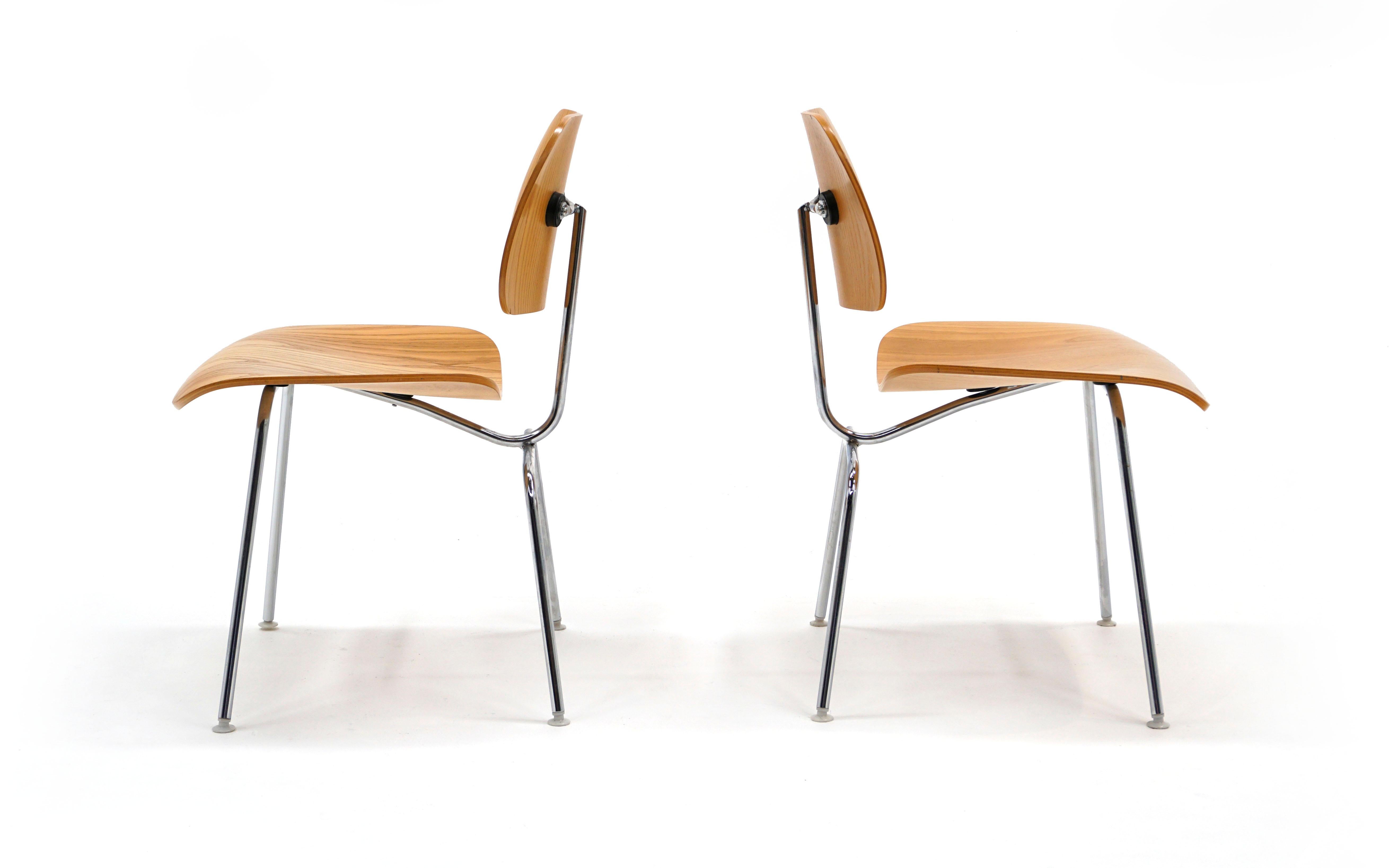 American Pair of Charles and Ray Eames for Herman Miller DCMs in White Ash