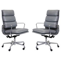 Used Pair of Charles and Ray Eames for Herman Miller Soft Pad Executive Desk Chairs