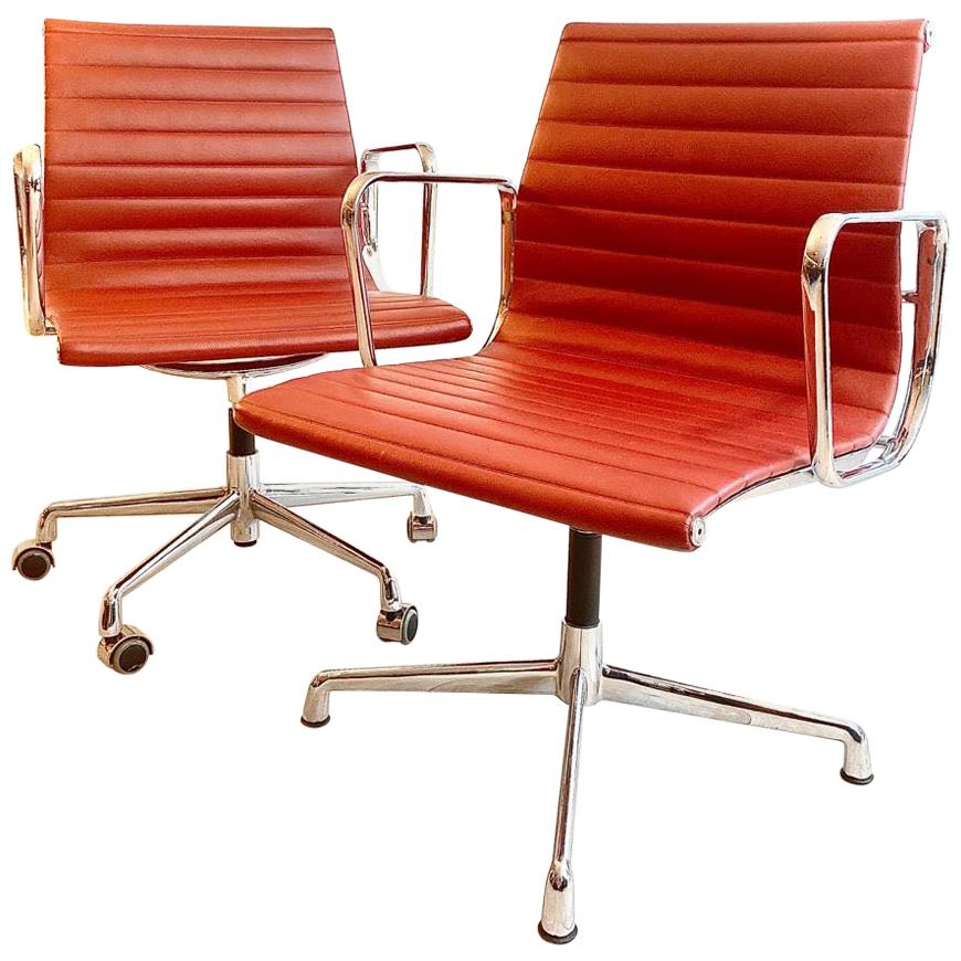 Pair of Charles and Ray Eames Office Chairs in Red Leather at 1stDibs | red  eames office chair