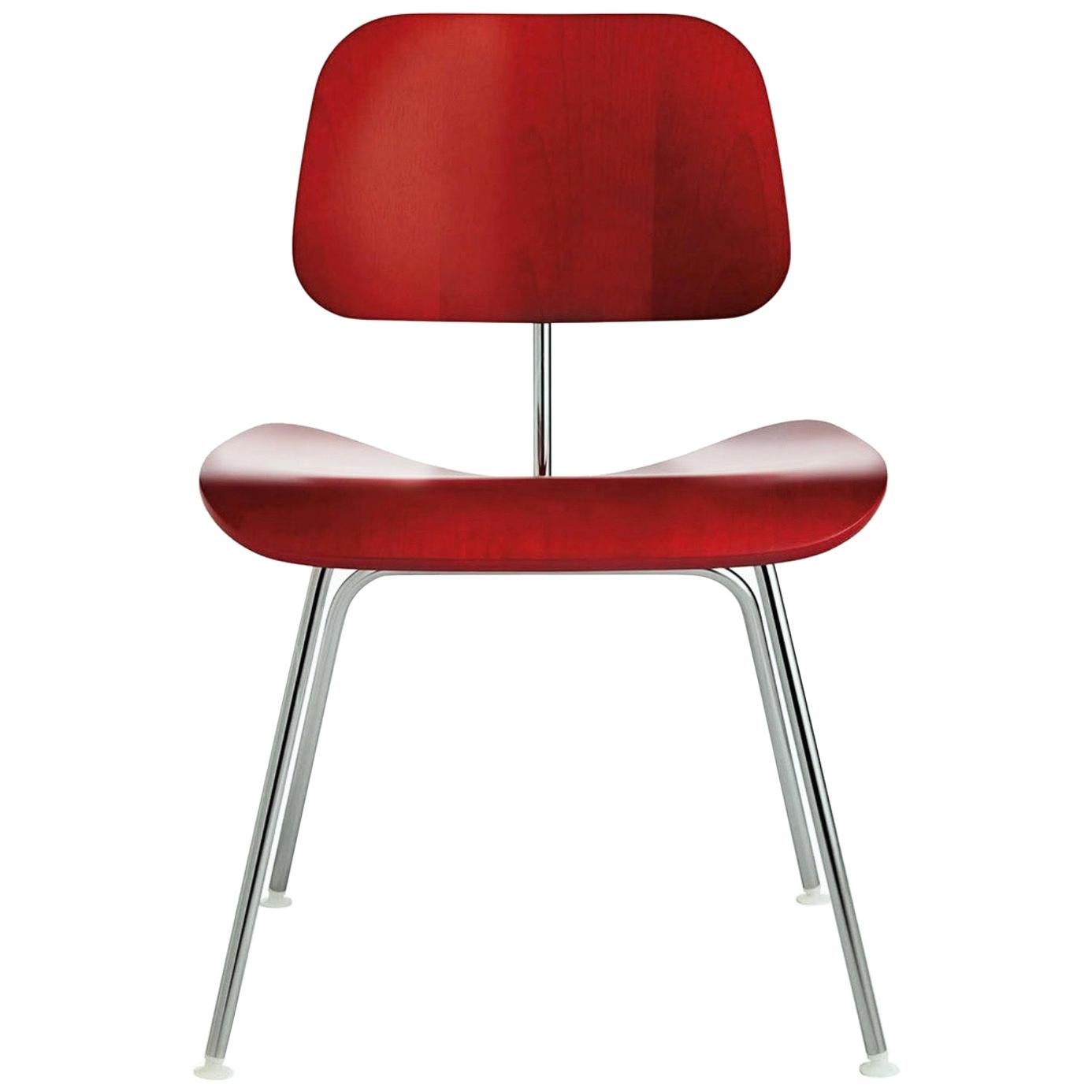 Acier inoxydable Paire de chaises Charles and Ray Eames Red Beech DCM Chair, Herman Miller
