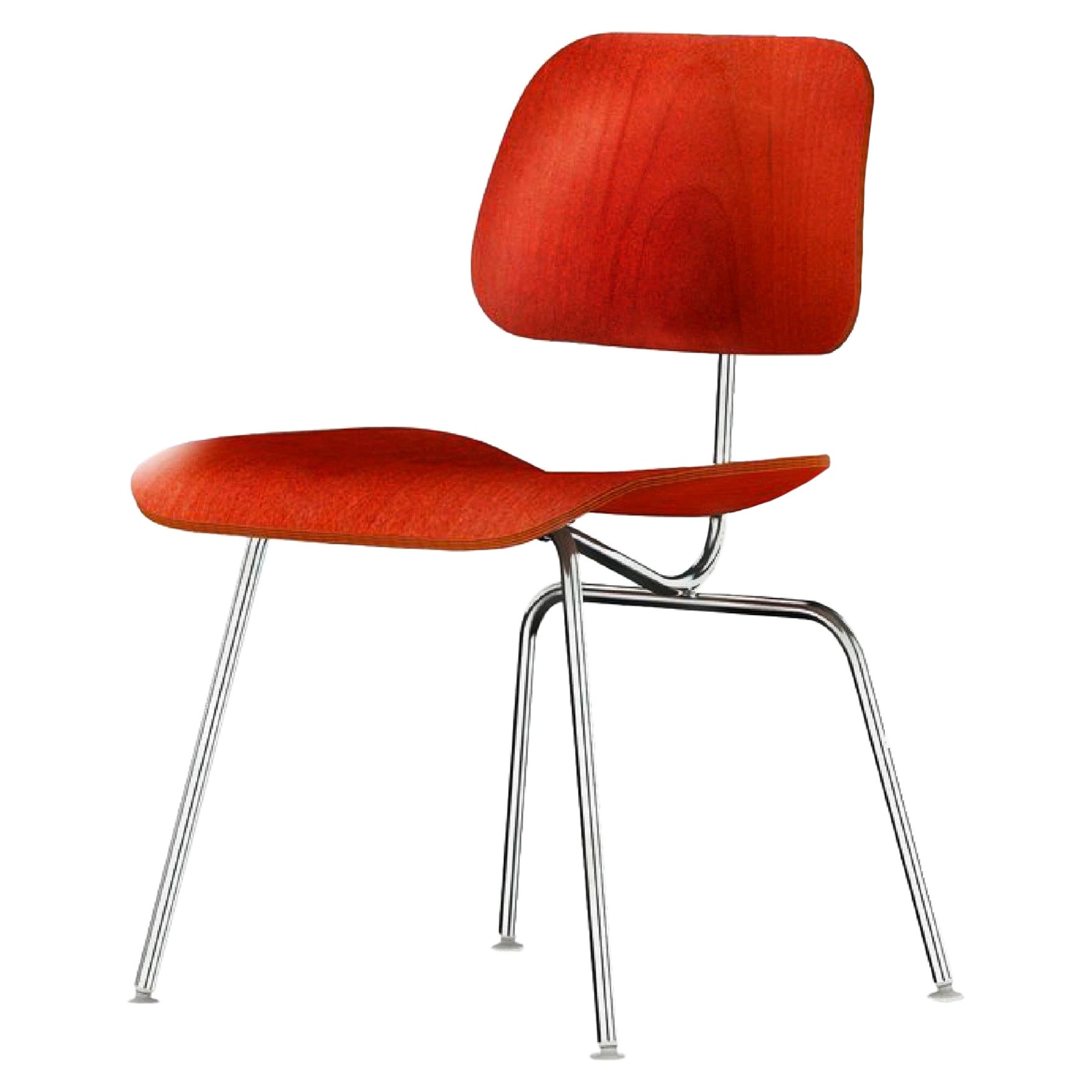 Paar Charles and Ray Eames Red Beech DCM Chair, Herman Miller