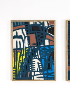 Pair of Charles Boggs Abstract Paintings, Paris, 1952