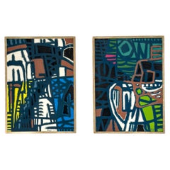 Pair of Charles Boggs Abstract Paintings, Paris, 1952