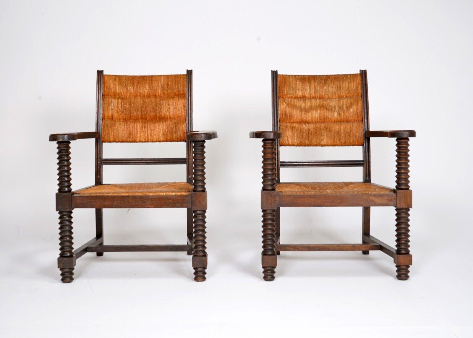 Arts and Crafts Pair of Charles Dudouyt Armchairs
