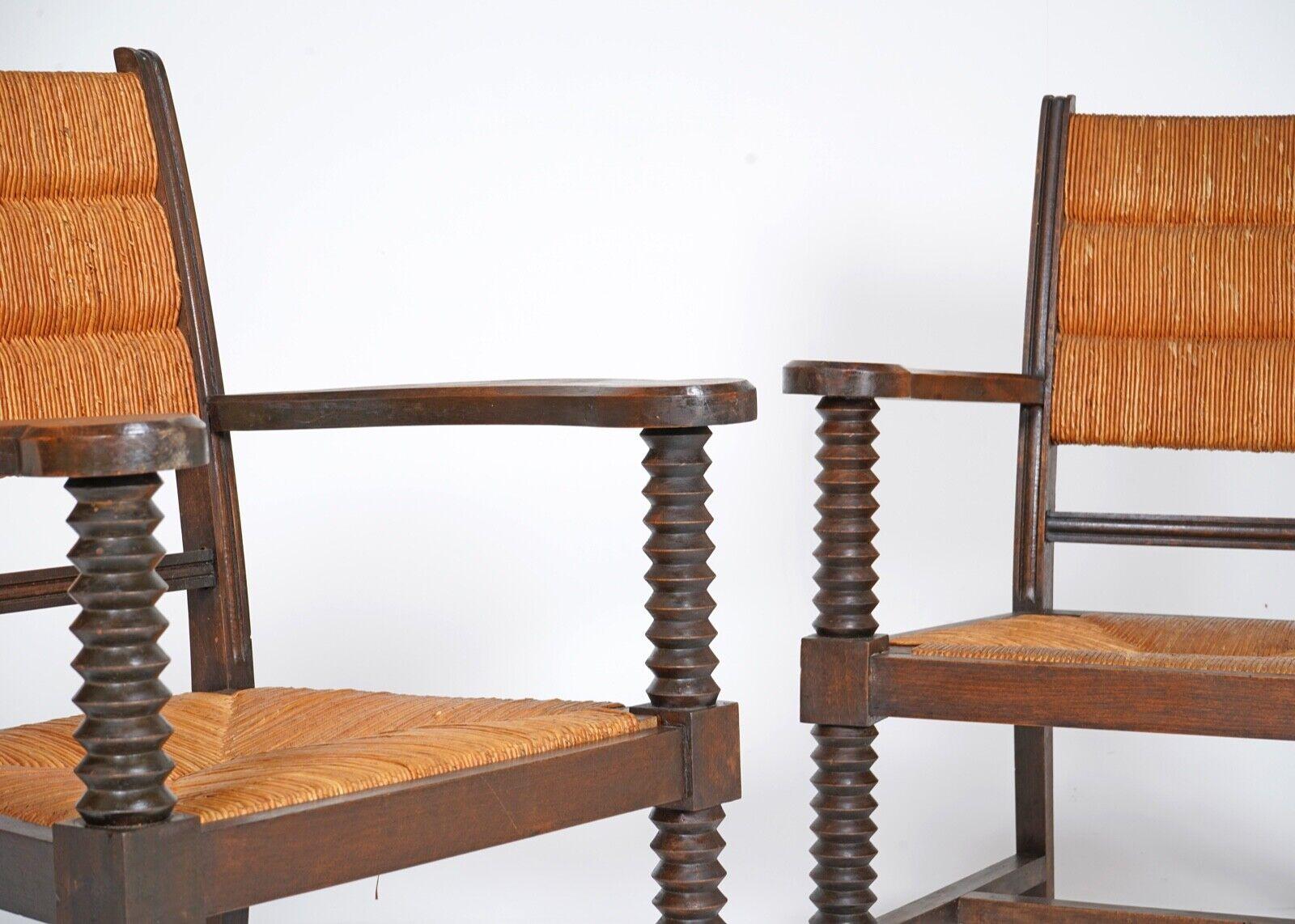 Hand-Woven Pair of Charles Dudouyt Armchairs