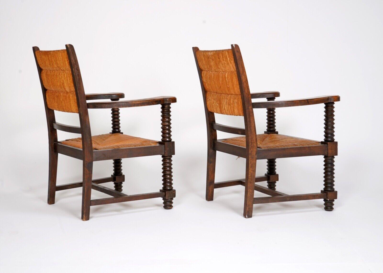 Reed Pair of Charles Dudouyt Armchairs