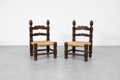 Pair of Charles Dudouyt (attr) Oak and Papercord "Fire Side" Chairs