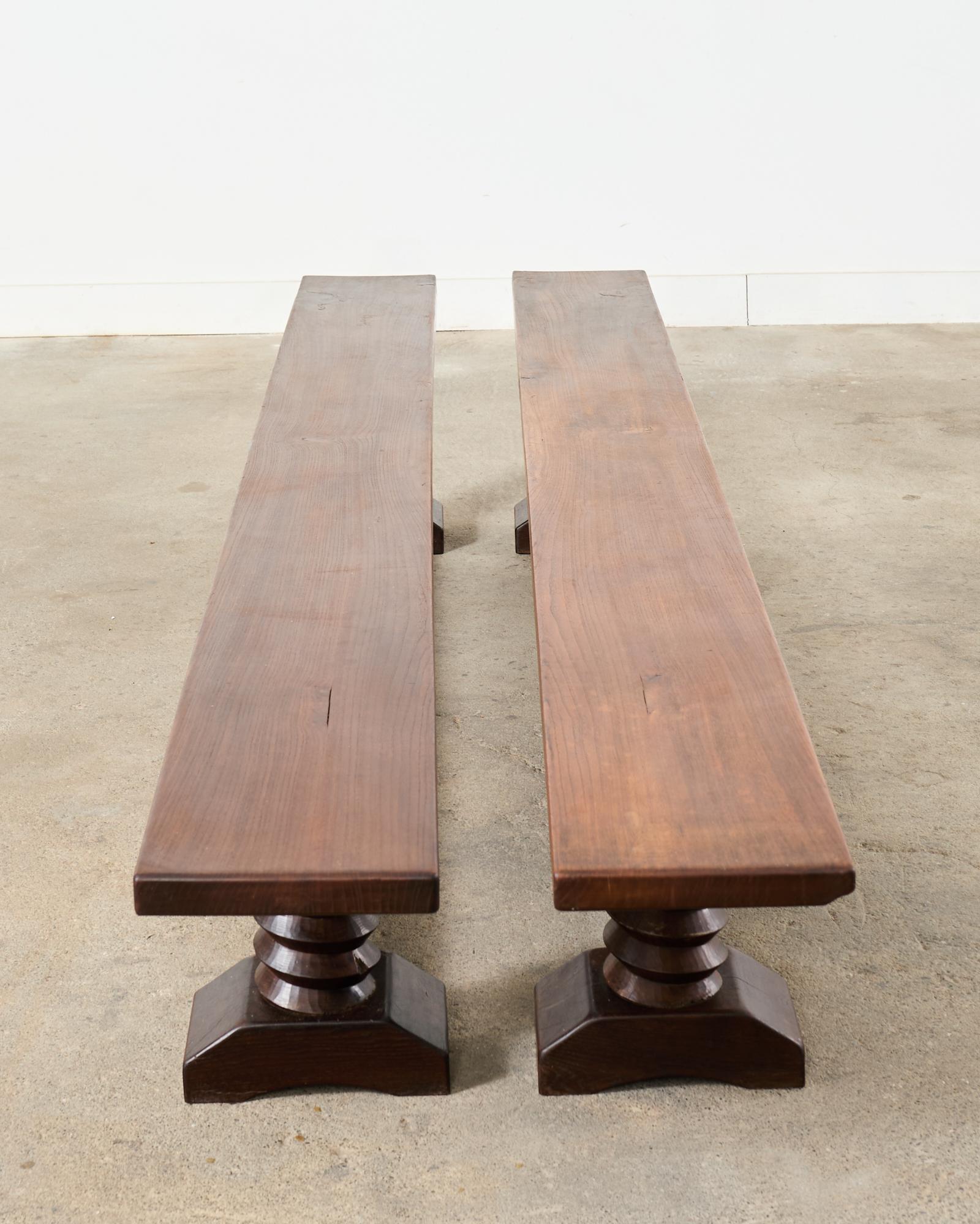 Pair of Charles Dudouyt Attributed French Oak Corkscrew Benches For Sale 12