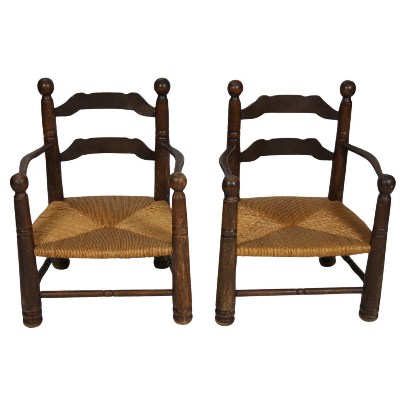 Pair of Charles Dudouyt chairs, 1940's For Sale
