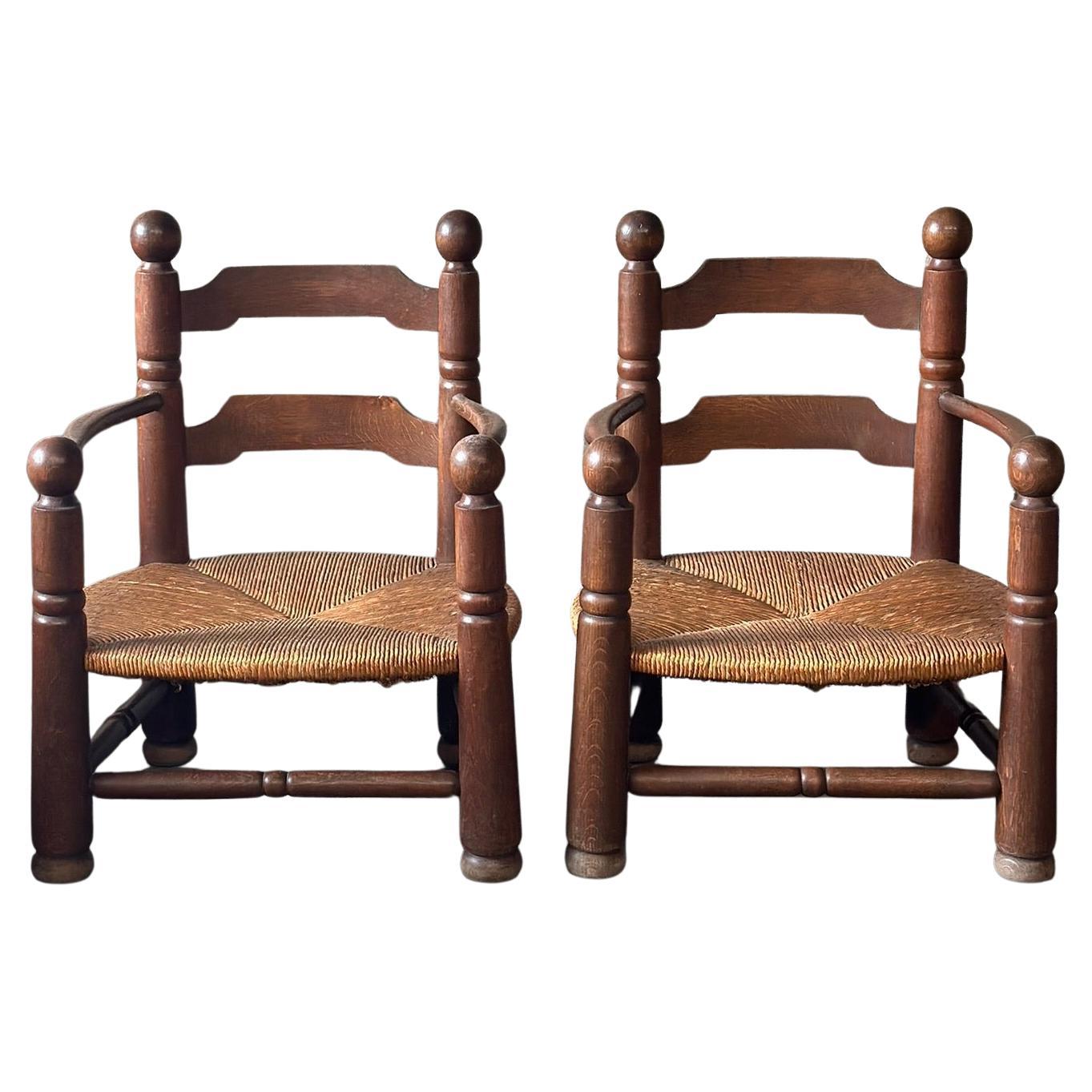 Pair of Charles Dudouyt Low Rushed Easy Armchairs, Set of 2 For Sale