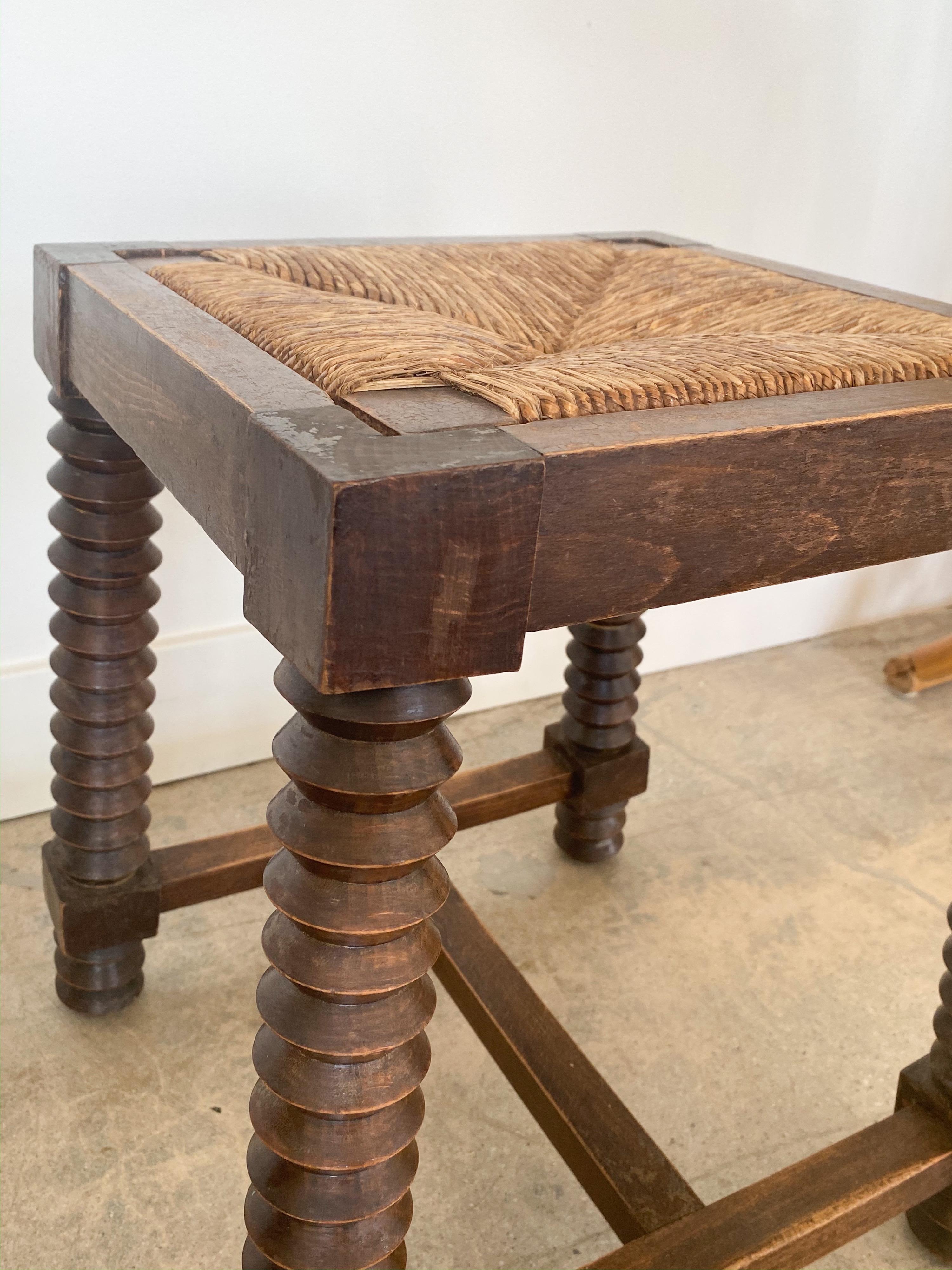 Pair of Charles Dudouyt Wood Stools 4