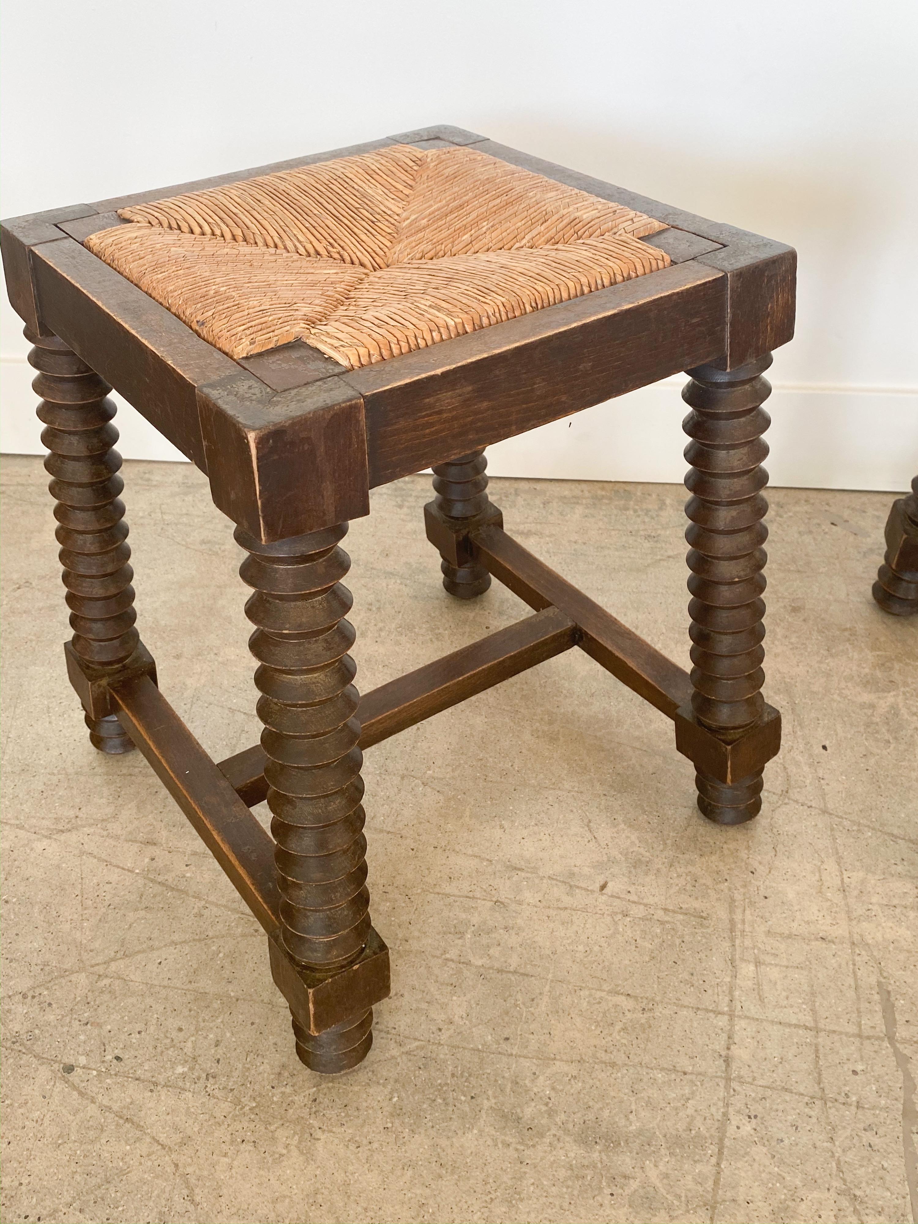 Pair of Charles Dudouyt Wood Stools 5