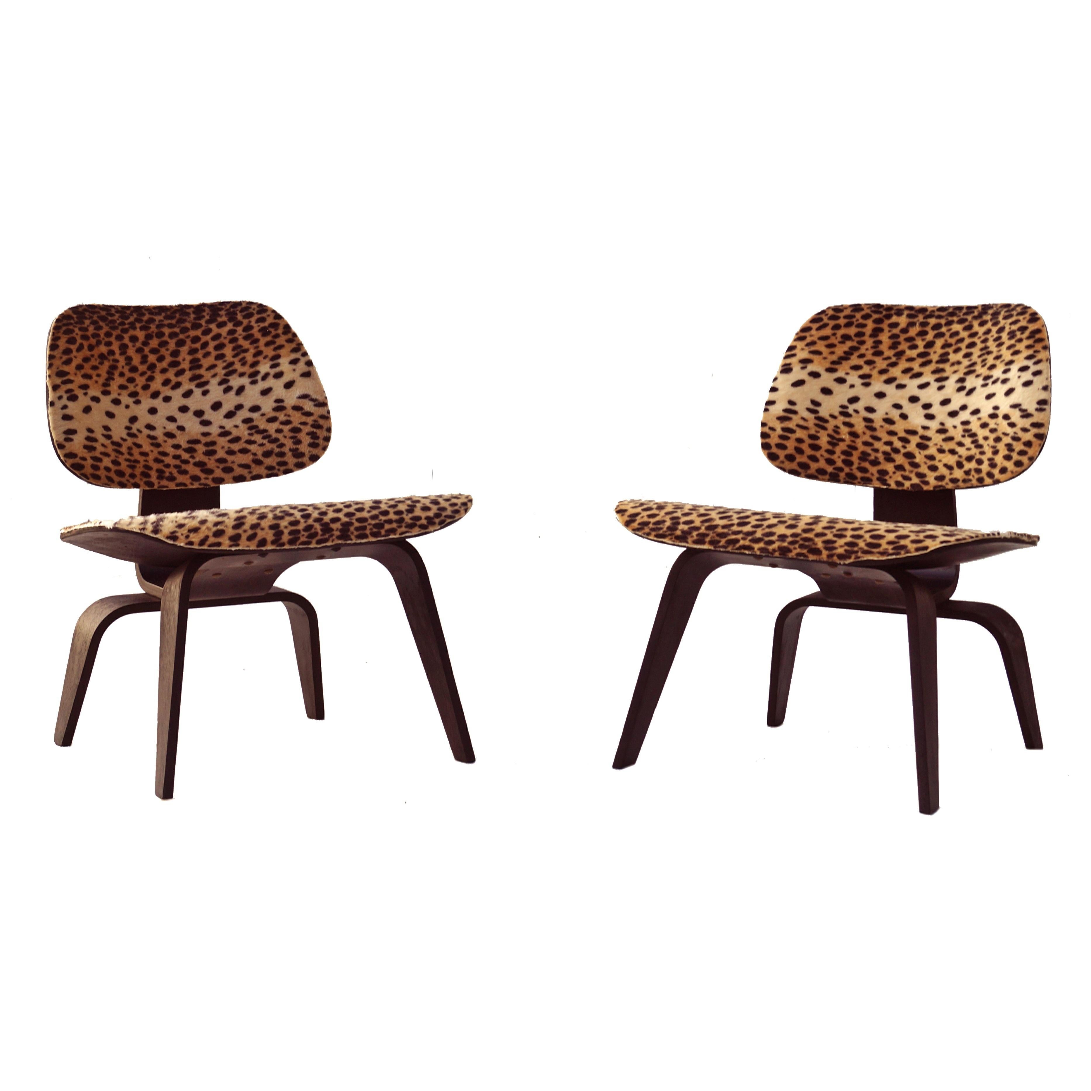 Pair of Charles Eames for Herman Miller LCW lounge chairs.