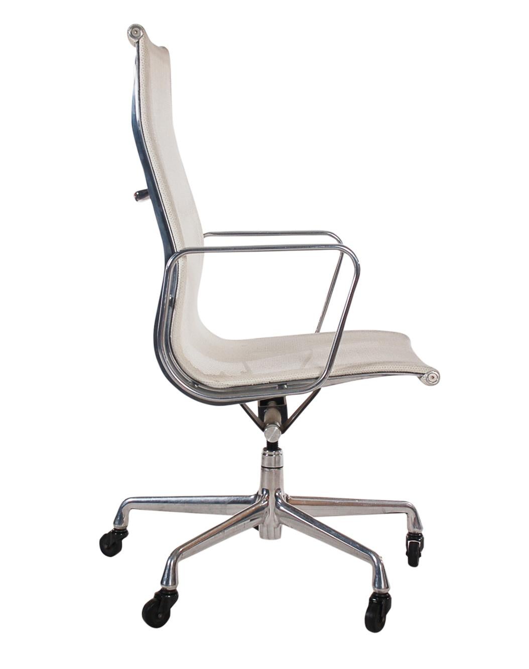 Aluminum Pair of Charles Eames for Herman Miller White Conference Room Office Chairs