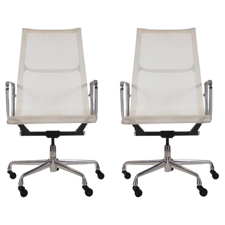 Pair of Charles Eames for Herman Miller White Conference Room Office Chairs