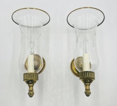 Pair of Charles Edwards London Brass Hurricane Wall Sconces, England 1990's