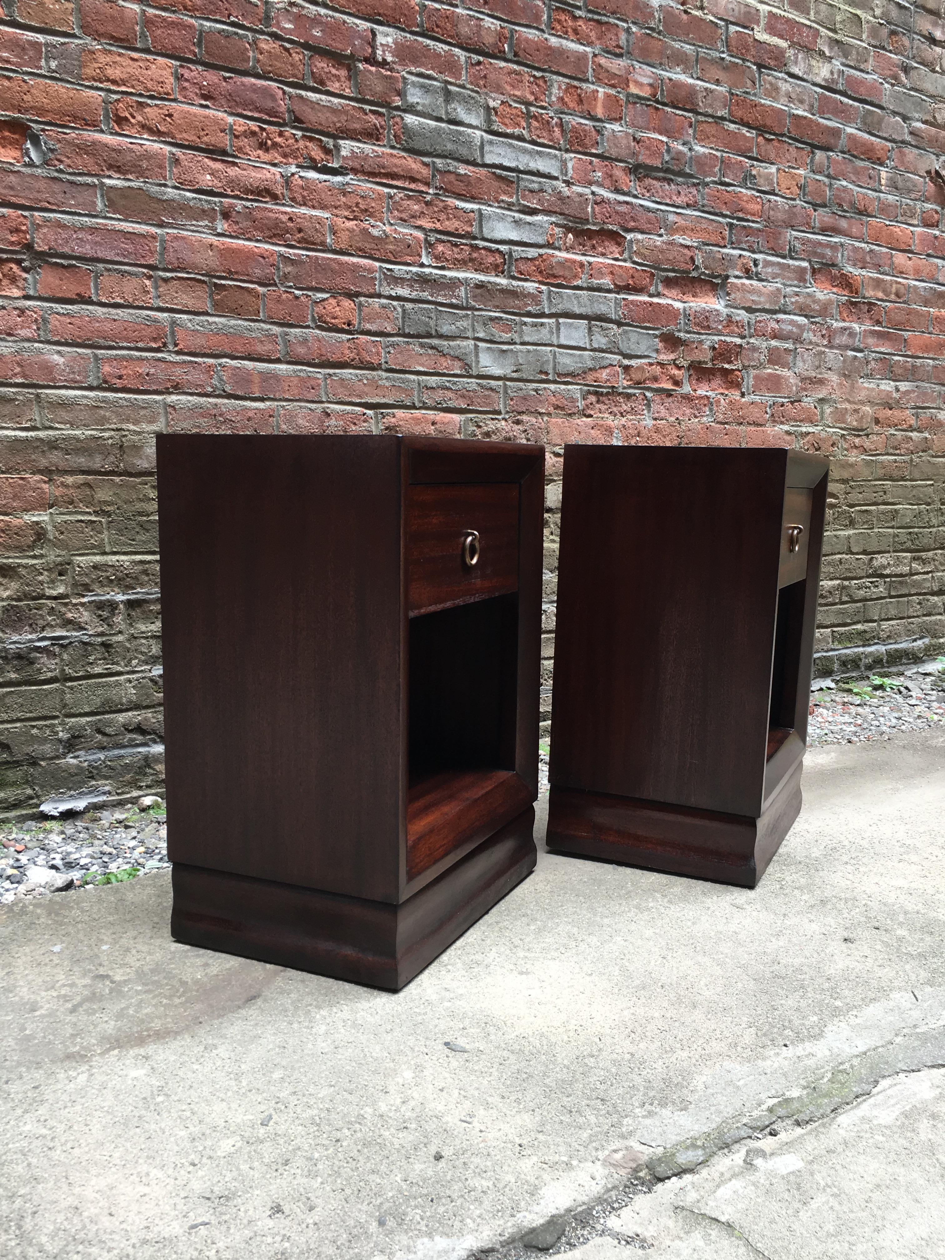 Modern Pair of Charles Furniture Mahogany End Tables