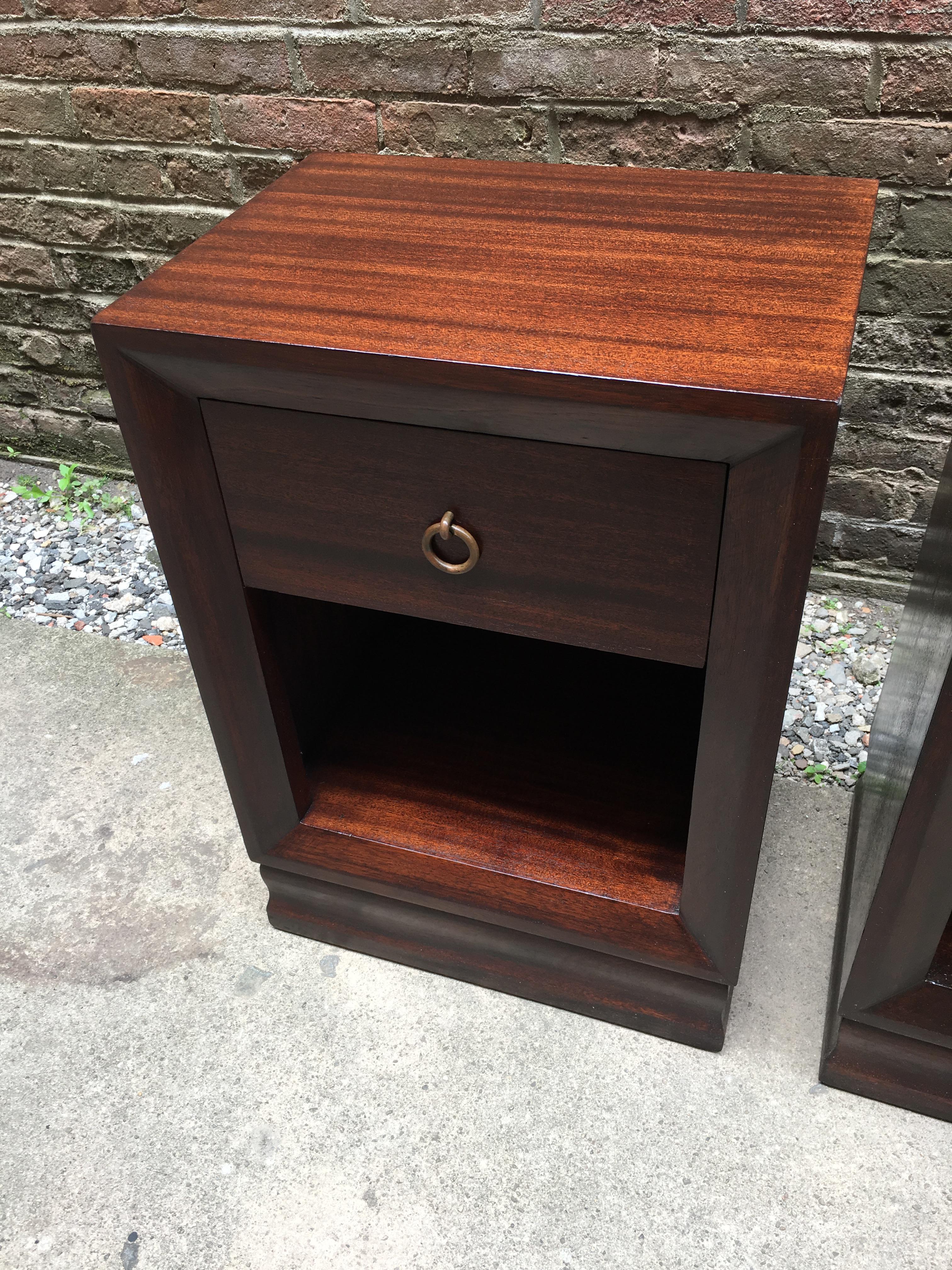 Pair of Charles Furniture Mahogany End Tables 1