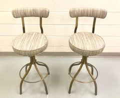 Pair of Charles Hollis Jones Brass "Sinatra" Counter Bar Stools