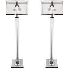 Charles Hollis Jones "Edison" Floor Lamp in Lucite and Polished Nickel