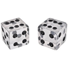 Pair of Charles Hollis Jones Large Clear Lucite Dice Bookends, 1960s