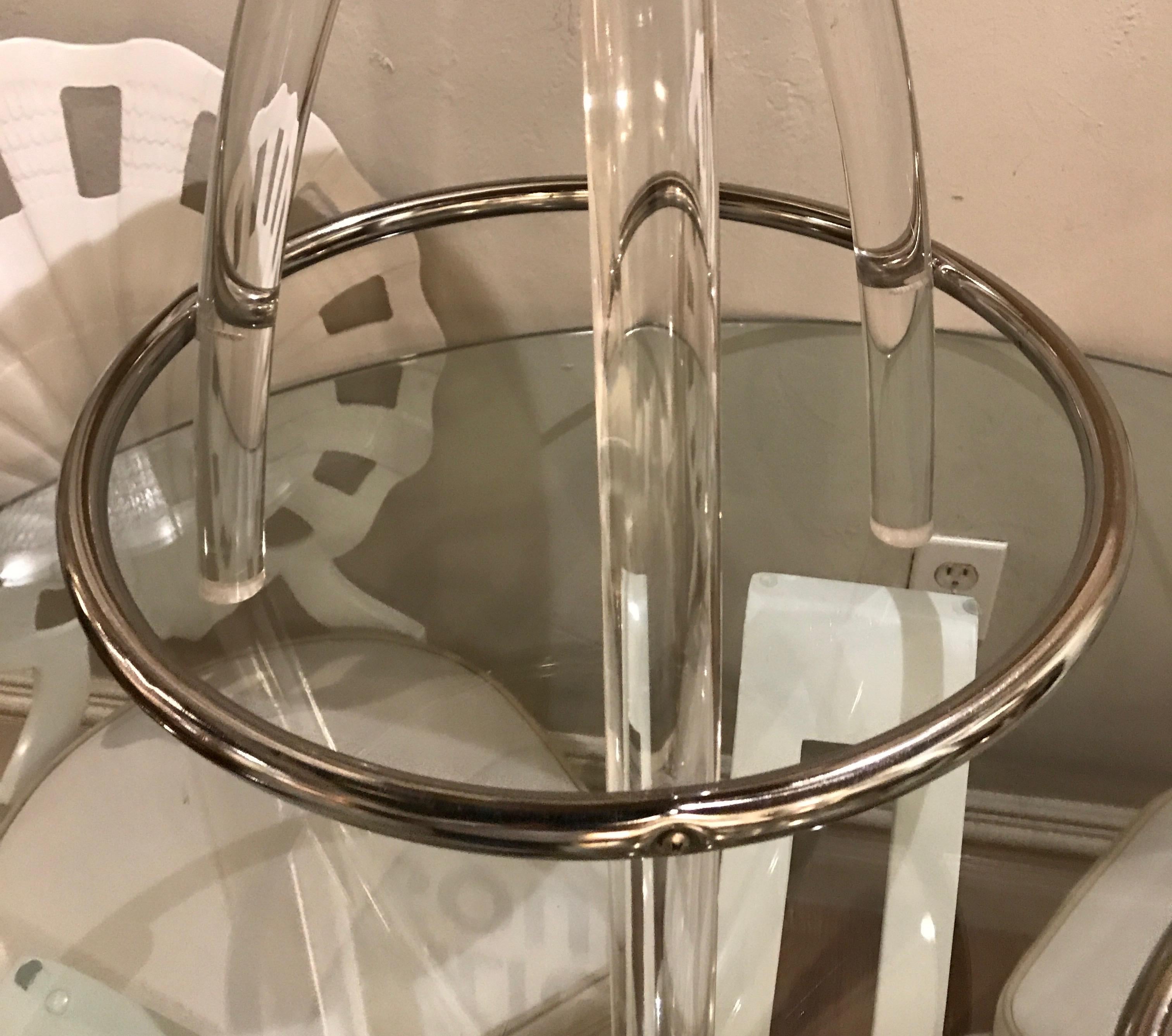 Pair of Charles Hollis Jones Lucite Counter Stools In Good Condition In West Palm Beach, FL