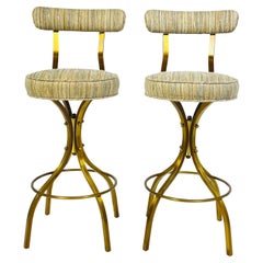 Paire de tabourets de bar pivotants en laiton massif Charles Hollis Jones "Sinatra",  États-Unis, années 1960