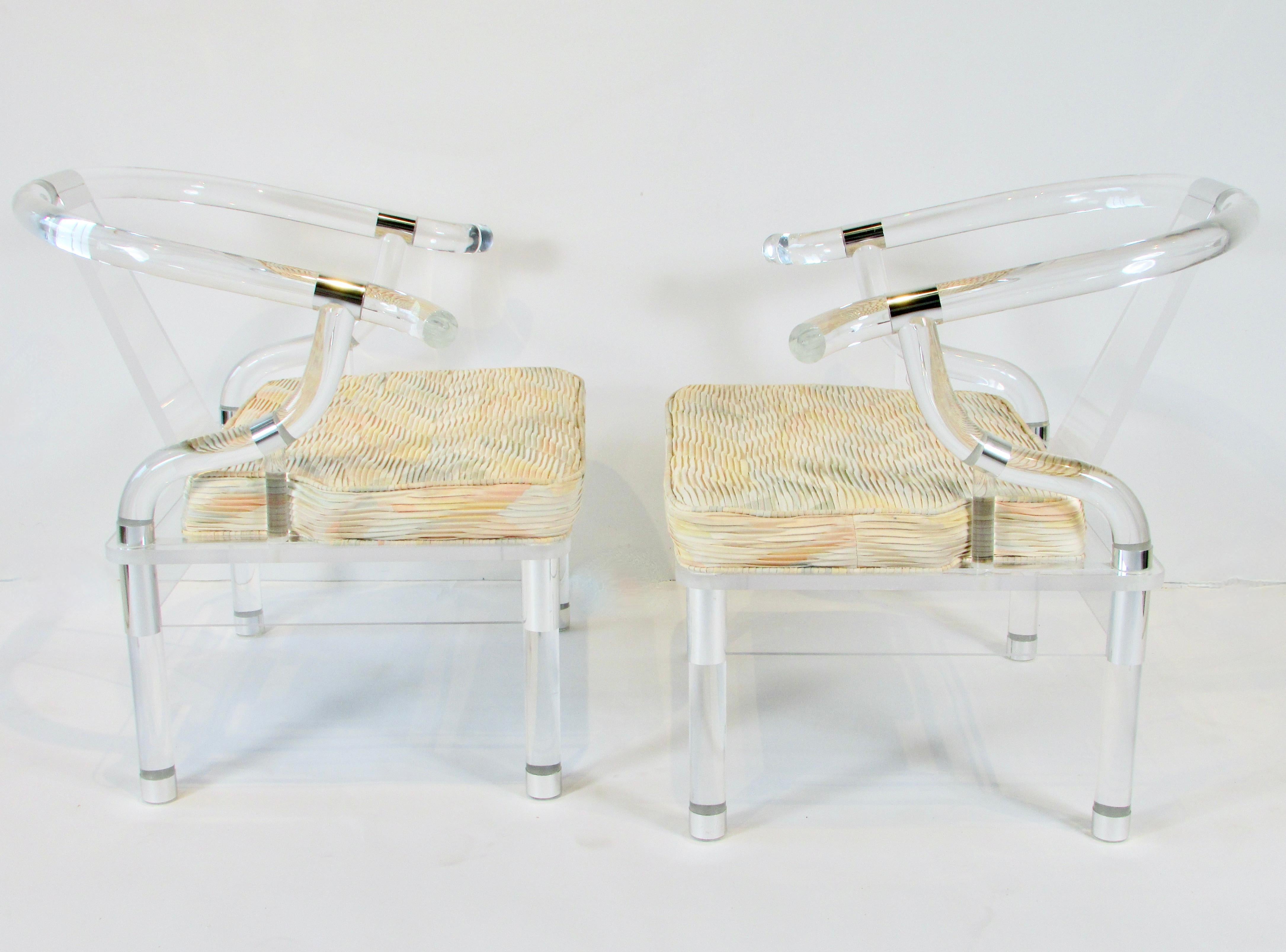 Hollywood Regency Pair of Charles Hollis Jones style decorator lucite lounge chairs For Sale