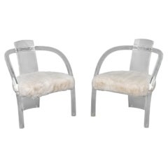 Pair of Charles Hollis Jones Style Lucite Armchairs